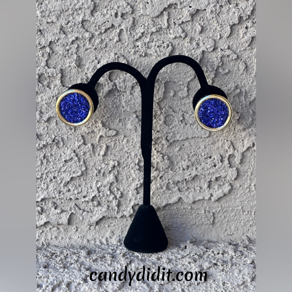 Beautiful Candy Did It! Periwinkle Glitter Button Post Earrings